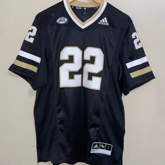 Adidas Georgia Tech Yellow Jackets Football Jersey Black Mens HG4404 NEW $130 - Picture 1 of 12